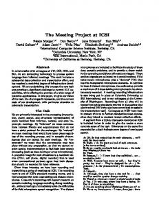 The Meeting Project at ICSI - CiteSeer