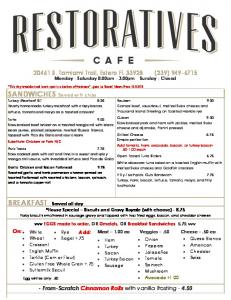 The menu - Restoratives Cafe