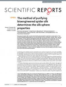 The method of purifying bioengineered spider silk ... - Semantic Scholar