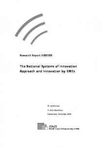 The National Systems of Innovation Approach and Innovation by SMEs