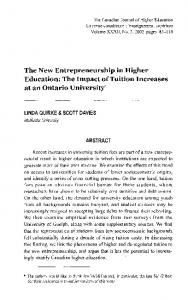 The New Entrepreneurship in Higher Education: The Impact of Tuition ...