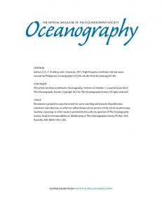 THE OffICIAl MAGAzINE Of THE OCEANOGRAPHY SOCIETY