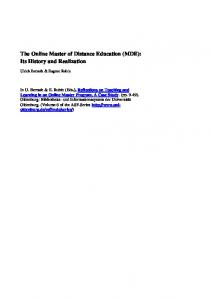 The Online Master of Distance Education (MDE) - Uni Oldenburg
