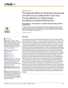 The opposite effects of nandrolone decanoate and exercise on ... - PLOS