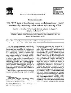 The PGPA gene of Leishmania major mediates ... - Stephen Beverley