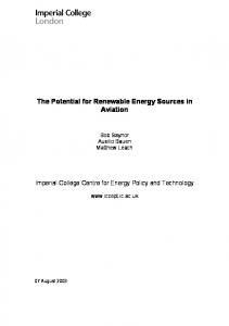 The Potential for Renewable Energy Sources in Aviation - Imperial ...