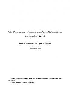 The Precautionary Principle and Pareto Optimality in