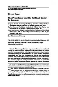 The Presidency and the Political Order: In Context - Springer Link