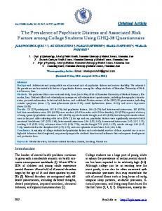 The Prevalence of Psychiatric Distress and ...