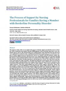 The Process of Support by Nursing Professionals for Families Having ...