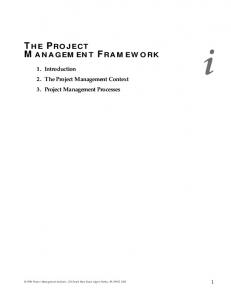 THE PROJECT MANAGEMENT FRAMEWORK