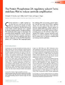 The Protein Phosphatase 2A regulatory subunit Twins stabilizes Plk4 ...