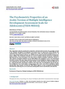 The Psychometric Properties of an Arabic Version of Multiple ...