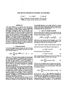 the quick discrete fourier transform - Semantic Scholar