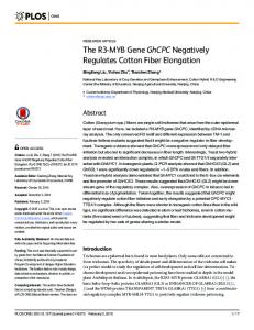 The R3-MYB Gene GhCPC Negatively Regulates ... - Semantic Scholar