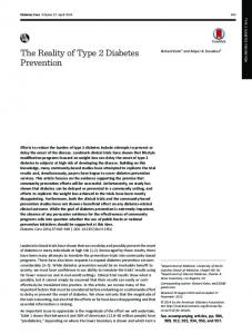 The Reality of Type 2 Diabetes Prevention - Diabetes Care - American ...