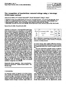 The recognition of handwritten numeral strings using a ... - Springer Link