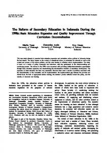 The Reform of Secondary Education in Indonesia ...