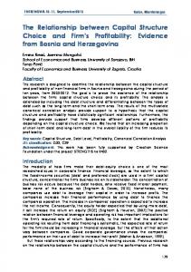 The Relationship between Capital Structure Choice