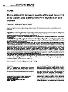 The relationship between quality of life and perceived body weight ...