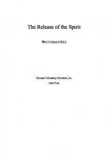 the release of the spirit by watchman nee - media-thechildrensmite.org