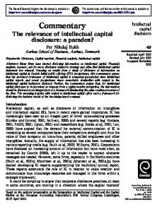 The relevance of intellectual capital disclosure - CiteSeerX