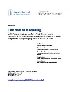 The rise of e-reading - Pew Internet Libraries