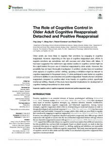 The Role of Cognitive Control in Older Adult Cognitive Reappraisal ...