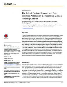 The Role of Extrinsic Rewards and Cue-Intention ... - CiteSeerX