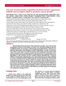 The role of homeostatic regulation between tumor suppressor DAB2IP ...