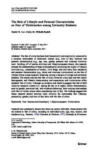 The Role of Lifestyle and Personal Characteristics on ... - Springer Link