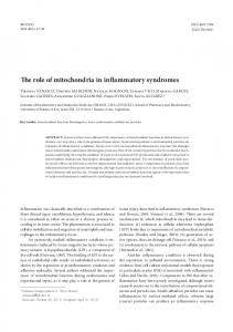 The role of mitochondria in inflammatory syndromes