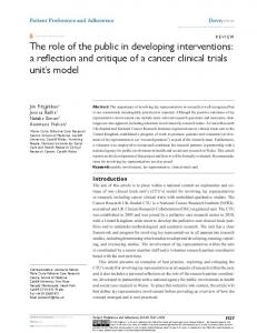 The role of the public in developing interventions ... - Semantic Scholar