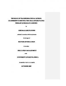 THE ROLE OF TRANSFORMATIONAL SCHOOL LEADERSHIP IN ...