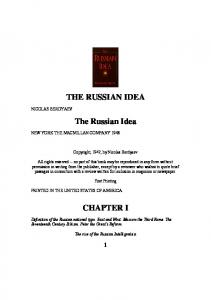 THE RUSSIAN IDEA The Russian Idea CHAPTER I