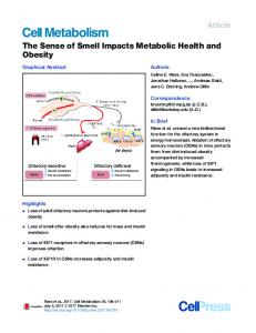 The Sense of Smell Impacts Metabolic Health and Obesity - Cell Press