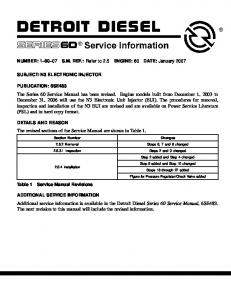 The Series 60 Service Manual has been revised. Engine models ...