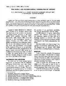 THE SOCIAL AND PSYCHOLOGICAL CORRELATES OF LEPROSY