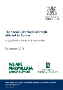 The Social Care Needs of People Affected by Cancer