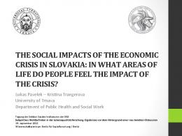 the social impacts of the economic crisis in slovakia