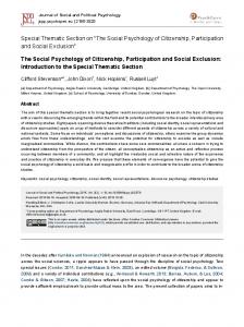 The Social Psychology of Citizenship, Participation and Social Exclusion