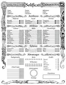 The Sorcerers Crusade Sheet - MrGone's Character Sheets