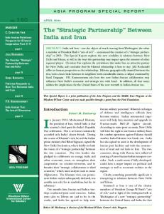 The Strategic Partnership Between India and Iran - Wilson Center