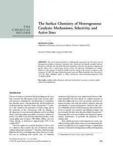 The surface chemistry of heterogeneous catalysis - Wiley Online Library