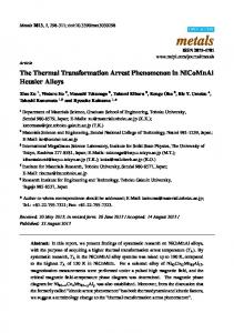 The Thermal Transformation Arrest Phenomenon ... - Semantic Scholar