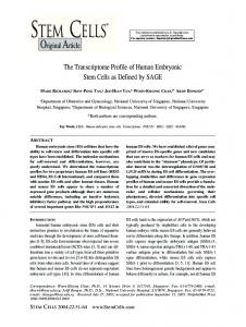 The Transcriptome Profile of Human Embryonic ... - Wiley Online Library