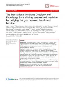 The Translational Medicine Ontology: Driving personalized medicine ...