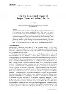 The Two-Component Theory of Proper Names and ... - JeeLoo Liu