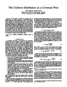 The Uniform Distribution as a Universal Prior - CiteSeerX