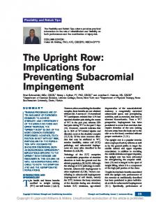 The Upright Row: Implications for Preventing Subacromial Impingement